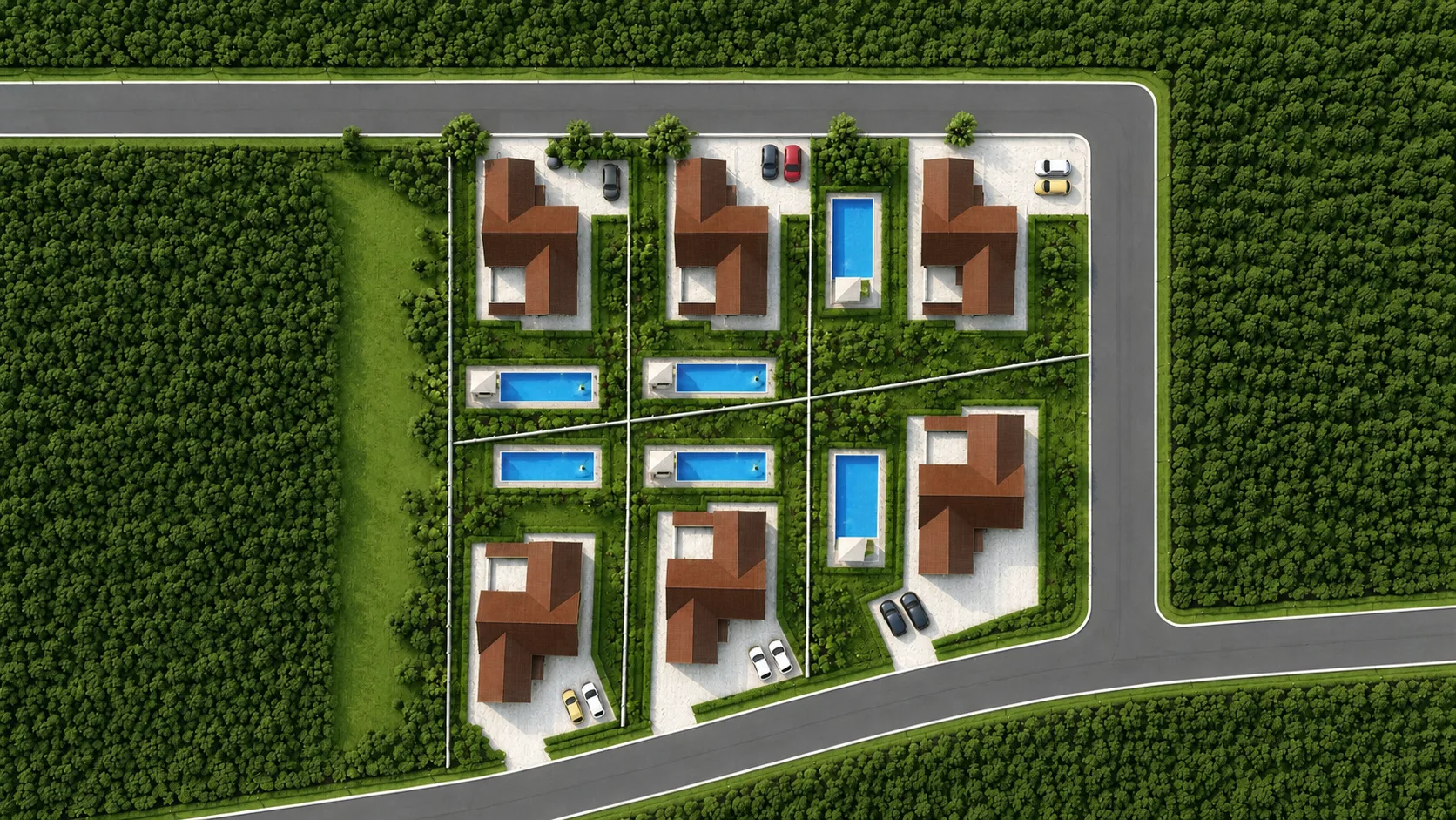 Maşukiye villaları kuşbakışı vaziyet planı